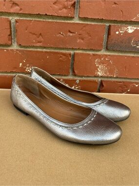 Frye & co Toshia Ballet Flats Leather Casual Comfort Shoes Pewter EU 41/ US 10.